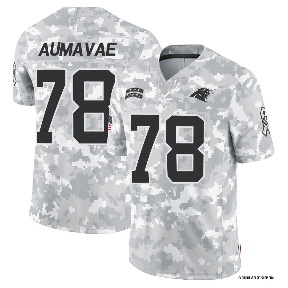 Carolina Panthers Men's Popo Aumavae Limited 2024 Salute to Service Jersey - Arctic Camo