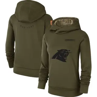 Carolina Panthers Women's 2018 Salute to Service Team Logo Performance Pullover Hoodie - Olive