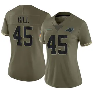 Carolina Panthers Women's Cam Gill Limited 2022 Salute To Service Jersey - Olive