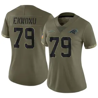Carolina Panthers Women's Ikem Ekwonu Limited 2022 Salute To Service Jersey - Olive