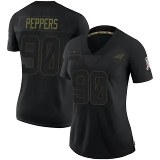Carolina Panthers Women's Julius Peppers Limited 2020 Salute To Service Jersey - Black