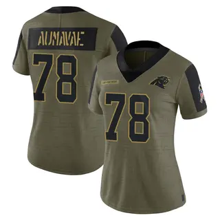 Carolina Panthers Women's Popo Aumavae Limited 2021 Salute To Service Jersey - Olive