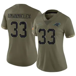 Carolina Panthers Women's Princely Umanmielen Limited 2022 Salute To Service Jersey - Olive