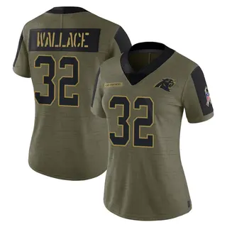 Carolina Panthers Women's Trevin Wallace Limited 2021 Salute To Service Jersey - Olive