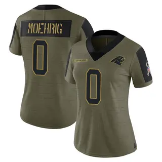 Carolina Panthers Women's Tre'von Moehrig Limited 2021 Salute To Service Jersey - Olive