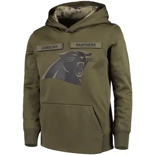 Carolina Panthers Youth 2018 Salute to Service Pullover Performance Hoodie - Green