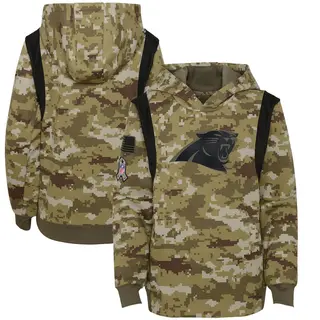 Carolina Panthers Youth 2021 Salute to Service Therma Performance Pullover Hoodie - Olive