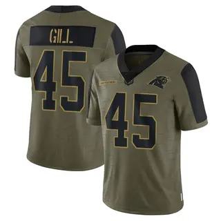 Carolina Panthers Youth Cam Gill Limited 2021 Salute To Service Jersey - Olive