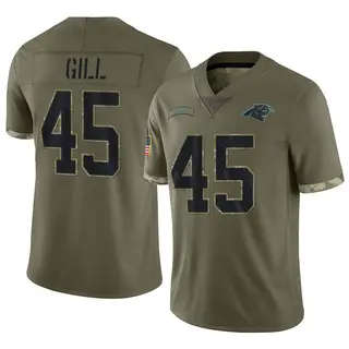 Carolina Panthers Youth Cam Gill Limited 2022 Salute To Service Jersey - Olive