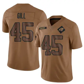 Carolina Panthers Youth Cam Gill Limited 2023 Salute To Service Jersey - Brown