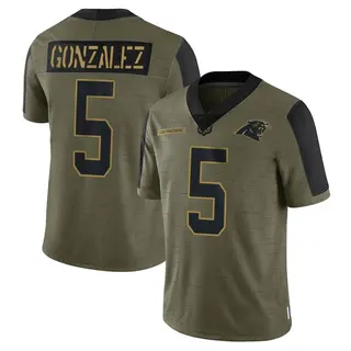 Carolina Panthers Youth Zane Gonzalez Limited 2021 Salute To Service Jersey - Olive