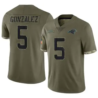 Carolina Panthers Youth Zane Gonzalez Limited 2022 Salute To Service Jersey - Olive